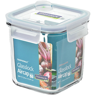 韩国进口glasslock装汤粥玻璃饭盒冰箱收纳柱形保鲜盒外带粥杯碗