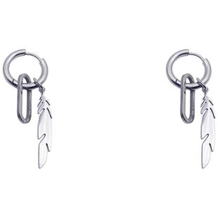 男士耳环艺术高级耳钉饰品男生长款个性耳饰独特冷淡风羽毛耳坠女