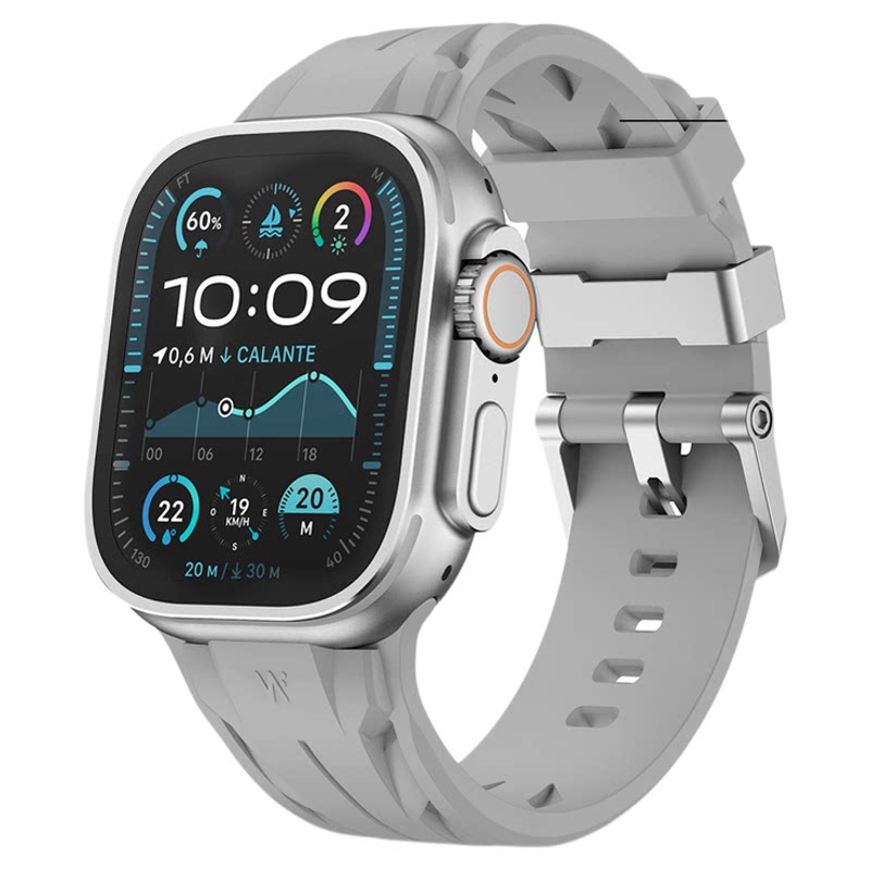 适用苹果iwatch s11手表带10运动applewatch ultra2康赛3氟橡胶FKM腕表带钛合金扣S9运动智能8小众7创意6高级