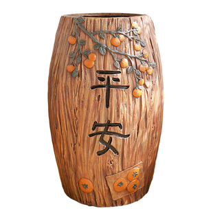 花园创意仿木大号花盆庭院阳台造景布置平安喜乐福装饰户外摆件