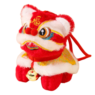 毛绒醒狮儿童书包挂件2026新款马年春节过年新年装饰礼物车载挂饰