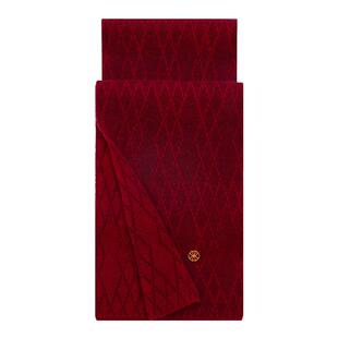 万事利秋冬新款绵羊毛围巾女生送妈妈红色小围脖本命年女神礼物