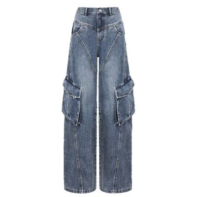 工装牛仔裤宽松显瘦百搭阔腿裤子