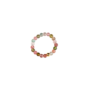 普陀山天然碧玺戒指女款彩虹西瓜小众设计高级感水晶素圈戒子指环