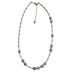 《夜阑星河》海水巴洛克真多麻满天星项链清冷灰色系高级感锁骨链