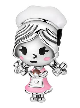 人物与生活系列串珠BEADS潘家风格珠子铜镀银番茄酱薯条吊饰DIY