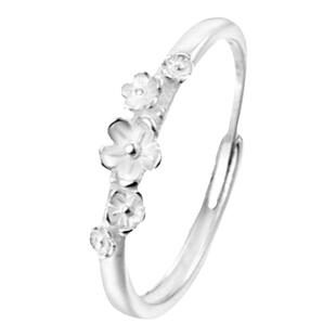 足银999小梅花戒指女正品纯银花朵指环民族风活口可调节ins食指戒