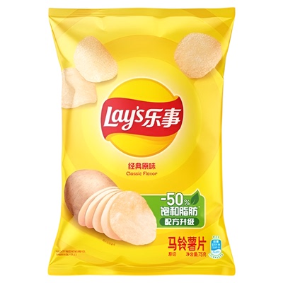 乐事原切袋装经典原味薯片75g