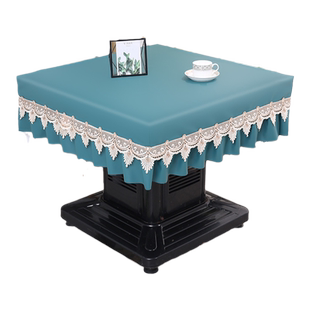 烤火桌子罩套防水防油桌布方桌罩免洗防烫PVC正方形餐桌布防尘布