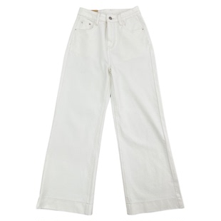 UMI 薄绒磨毛牛仔裤阔腿裤女中长款宽松直筒休闲裤显瘦保暖2025冬