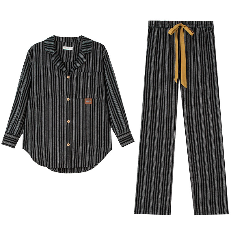 妮狄娅春秋情侣梭织棉家居服套装