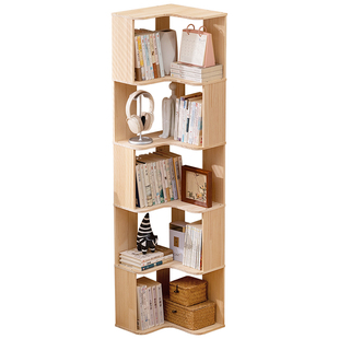 实木转角书架落地置物架书柜子展示靠墙家用儿童客厅储物卧室简易