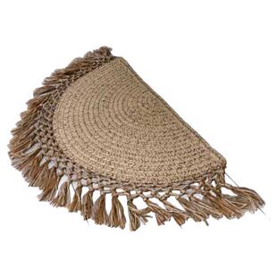 手工流苏编织半圆客厅地毯门垫书房地垫卧室黄麻地毯装饰地毯吸水