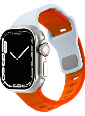 适用iwatch11表带S10苹果S9手表applewatch11新款S11硅胶S8透气S7夏天SE3代男S6拼色ultra2运动腕带series女