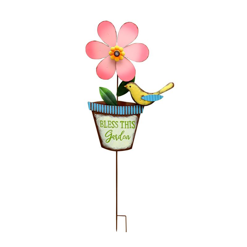 花朵铁艺风车插件花园阳台装饰