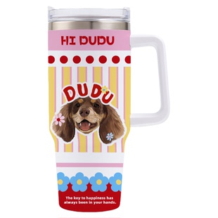 宠物定制冰霸杯保温保冷杯狗狗图案周边定做巨无霸吸管水杯健身用