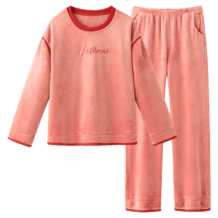 睡衣女款冬季珊瑚绒加厚加绒2026年新款秋冬法兰绒冬款套头家居服