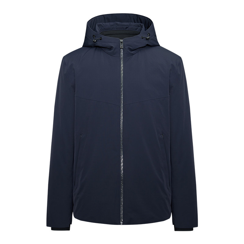 堡尼秋冬新品商务净色连帽鹅绒羽绒服男士休闲保暖外套EQ767002B