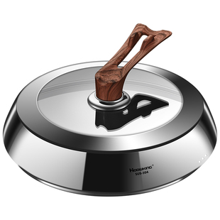 锅盖304不锈钢家用炒锅防烫食品级加高圆形32cm通用耐高温玻璃盖