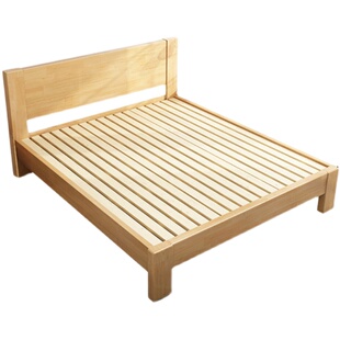 橡胶木小户型现代简约北欧民宿公寓家用主卧双人次卧单人全实木床