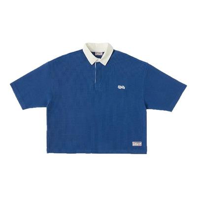 夏季百搭拼色字母印花短袖POLO衫