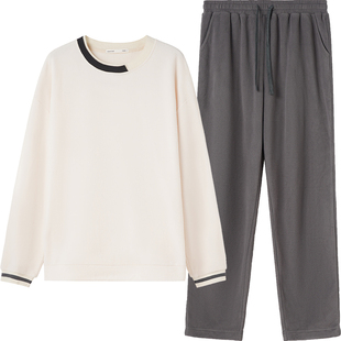 淳度【轻暖】摇粒绒睡衣男春秋加厚长袖冬季家居服套装可外穿薄绒