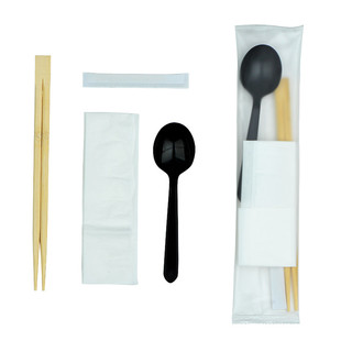 特价透明一次性筷子餐具四件套筷子勺子牙签纸巾四合一餐包1000套
