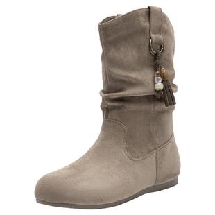 大东勃肯短靴女2026新款秋冬复古棕色美拉德流苏堆堆靴西部牛仔靴