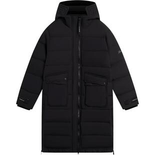 李宁长款羽绒服女士冬季鸭绒保暖防泼水防钻绒连帽外套AYMS034