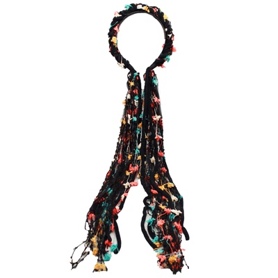 复古麻花辫毛绒美拉德长飘带发箍