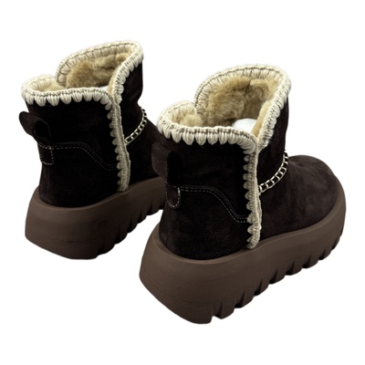 新款厚底松糕底加绒雪地靴短靴