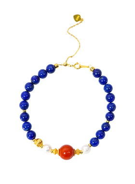 原矿青金石帝王蓝招财转运手串