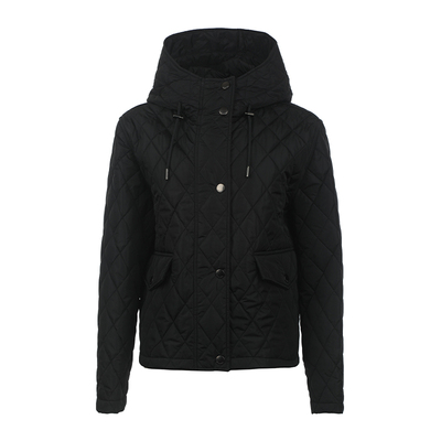 【自营】BURBERRY/博柏利女士菱格绗缝棉服连帽短款秋冬外套夹克