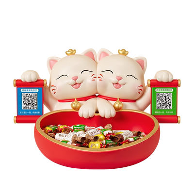 招财猫收银台二维码摆件