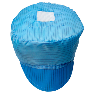 防静电小工帽子蓝白粉黄色透气大工帽无尘车间食品厂防尘工作帽