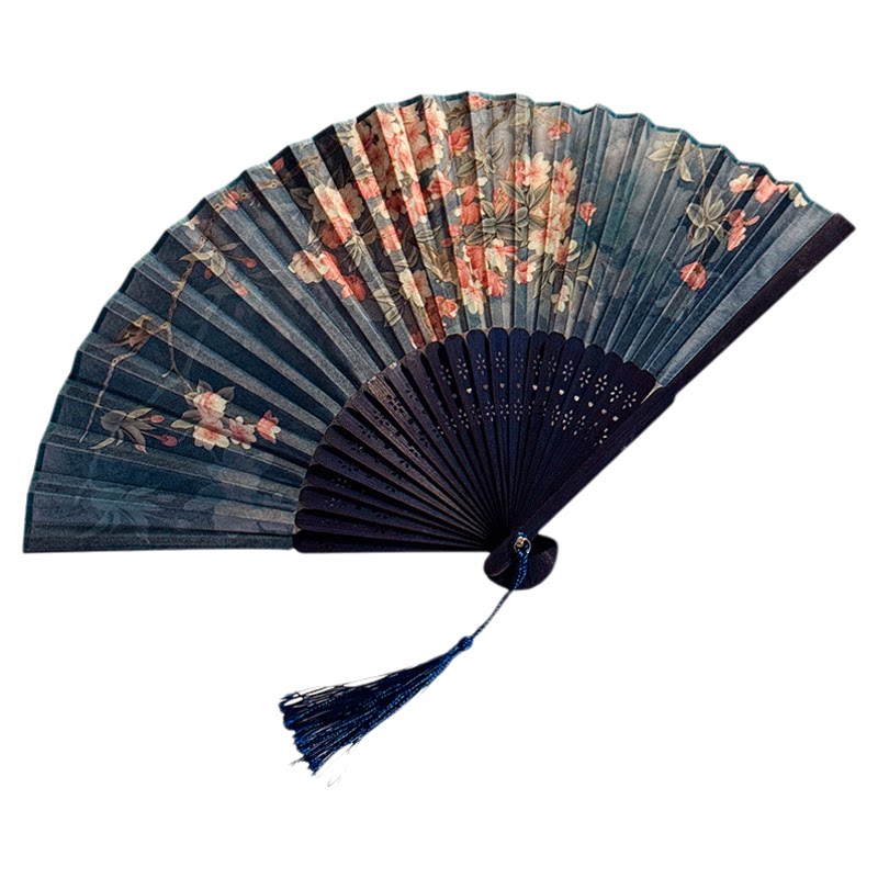 绝美玉兰花折扇高级中国风跳舞汉服旗袍精致夏日随身古风小扇子