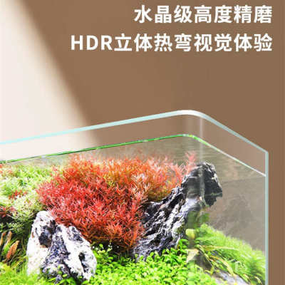 yee超白玻璃热弯鱼缸桌面小型水族箱客厅水草造景鱼生态乌龟裸缸