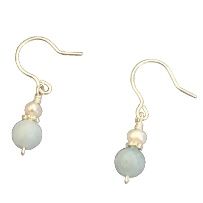 手工足银999纯银珍珠女海蓝宝