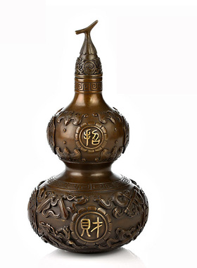 纯铜葫芦摆件 开盖家居客厅玄关办公室桌面卧室装饰礼品摆设大号