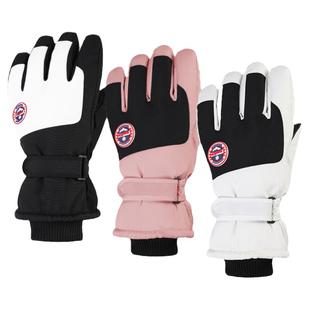 男女成人儿童冬季白色保暖滑雪防水防滑加绒触屏骑行电动车手套冬