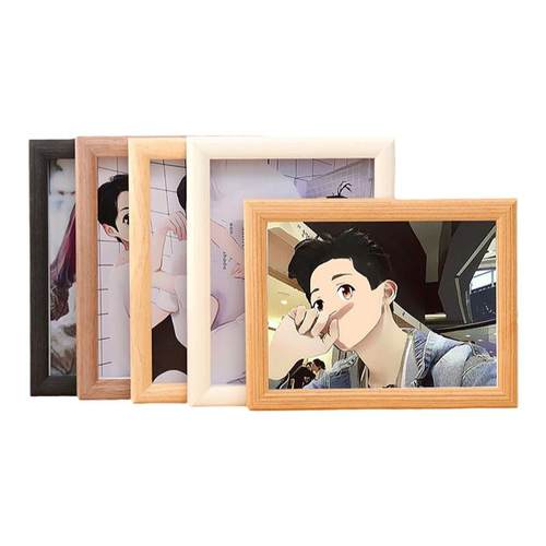 实木相框摆台带冲洗打印漫画脸照片加定制做成6 7 8 10寸摆件挂墙
