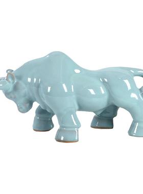 汝窑陶瓷工艺品牛装饰品摆件礼品