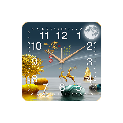 一帆风顺客厅方形装饰画静音挂钟
