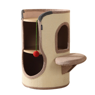 上下双层猫窝保暖剑麻桶躲幼猫避屋猫别墅猫树洞猫爬架一体双层窝