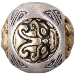 925银藏银四大神兽守护神圆珠文玩隔珠转运珠手串项链配珠diy配件