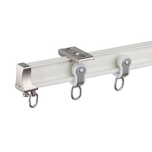 飘窗阳台铝合金弯曲窗帘轨道U型滑轮滑道导轨静音可弯侧装挂钩