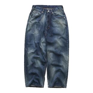 现货 ANCELLM AGING WIDE 5P DENIM PANTS日产水洗泼墨牛仔裤25SS