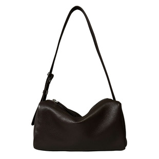 头层牛皮笔筒包简约真皮腋下包高级通勤小众枕头包单肩斜挎女包潮