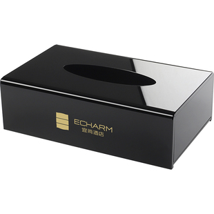 高档酒店纸巾盒定制logo专用办公室商用广告餐厅轻奢亚克力抽纸盒