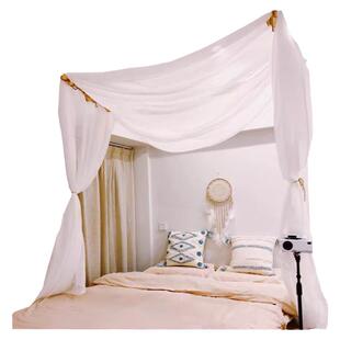 东南亚风客栈民宿床幔纱幔中式架子床防尘搭纱床头帘幔麻纱帘家用